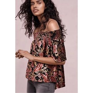 Anthropologie Velvet Off-the-Shoulder Blouse